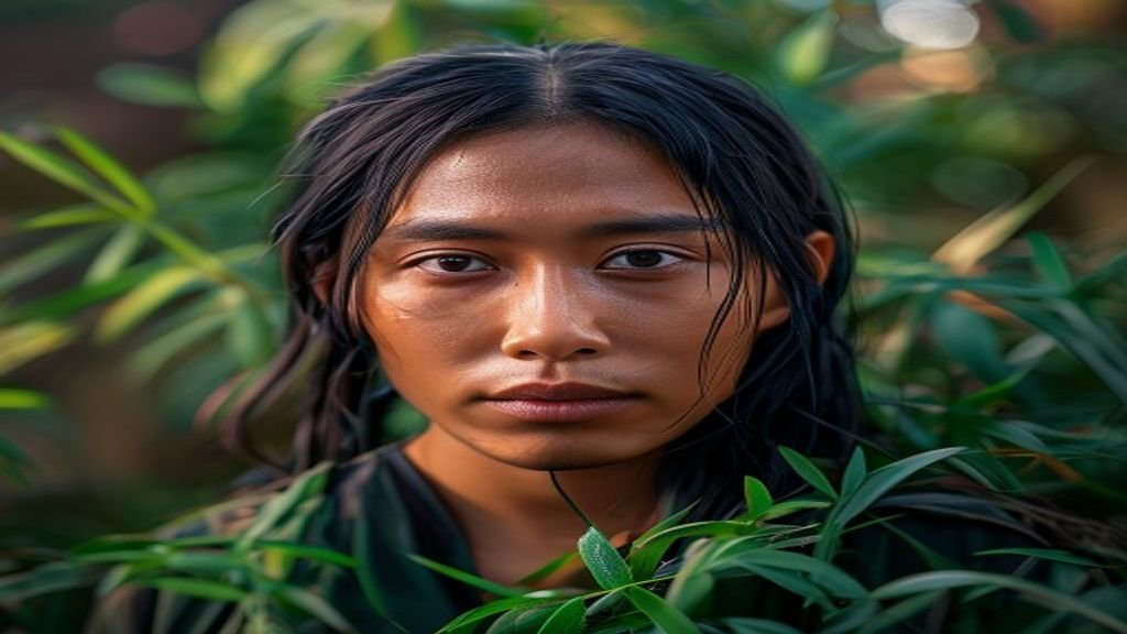 Pemandangan sawah hijau di pedesaan Jawa Timur dengan latar gunung dan langit cerah.