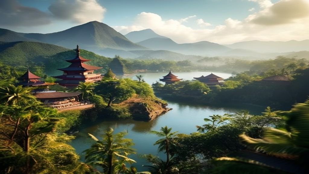 Pemandangan sawah hijau, gunung berapi, dan pantai pasir putih di Jawa Timur, destinasi wisata alam yang memukau